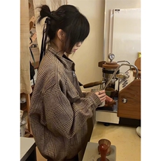 千鸟格毛呢立领外套JK098-P78，男装夹克，星座313A(原308A-2)