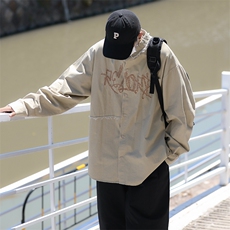 美式街头炸街衬衫男女款秋季情侣cityboy衬衣ins潮牌CS048-P45，男装衬衫，星座308B-1