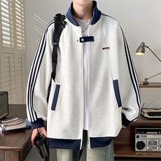 wassuphappy条纹拼接夹克男款春秋季潮牌运动翻领棒球服休闲外套，男装卫衣，星座304A