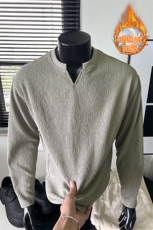 新款450g高克重抗寒银狐绒V领大码长袖T恤男T51121J加绒特P32控59，男装T恤，电商A001-1