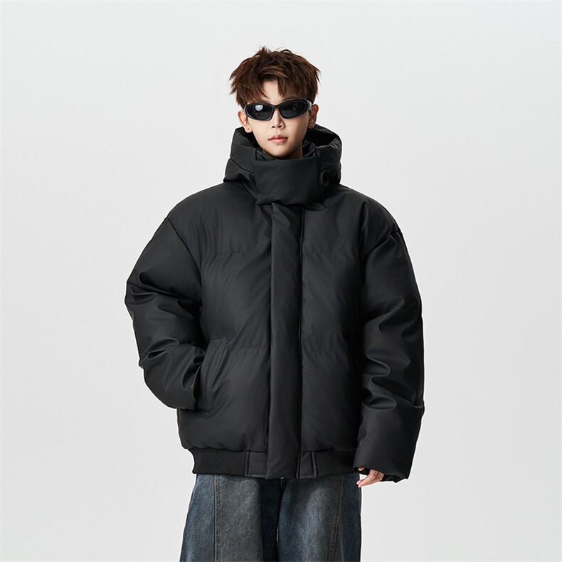有长图冬季新款PU皮羽绒棉服男宽松连帽棉衣棉袄外套MF00760/P100,男装棉衣,电商B316