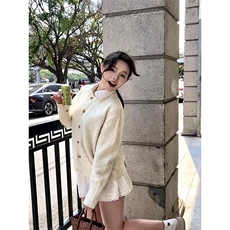 重磅秋冬男女北极绒开衫毛衣美式复古休闲慵懒风单排扣针织衫外套，男装针织衫/毛衣，电商A486-1