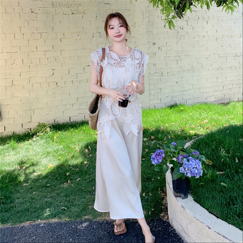 夏季吊带连衣裙蕾丝衫时尚两件套女,女装套装/套裙,浙宝069