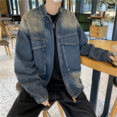 美式复古水洗做旧牛仔外套男新款宽松牛仔夹克上衣潮JK0215-P75，男装夹克，星座308B-2