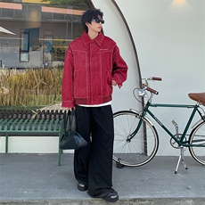 男女春秋PU皮夹克宽松休闲外套美式潮流上衣JK06-特P158，男装夹克，电商B327