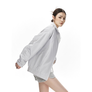 美式罗纹拼接袖子褶皱大码M-5XL教练夹克女JK78056P69控105图片