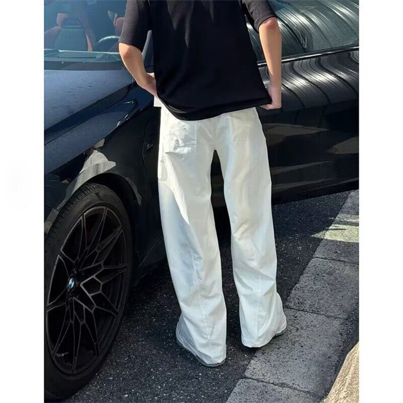 裤子男四季款时尚百搭速干弯刀廓形半松紧腰立体裁剪休闲裤K3063,男装休闲裤,星座1116A（原606A-3）