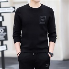 圆领卫衣长袖T恤男2023年春季新款中年男士内搭打底衫春装上衣服，男装卫衣，电商B212（原钱塘6029）