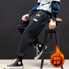 K12118-P40加绒P50束脚纯棉运动裤男士休闲裤大码宽松卫裤男，男装休闲裤，电商A040A