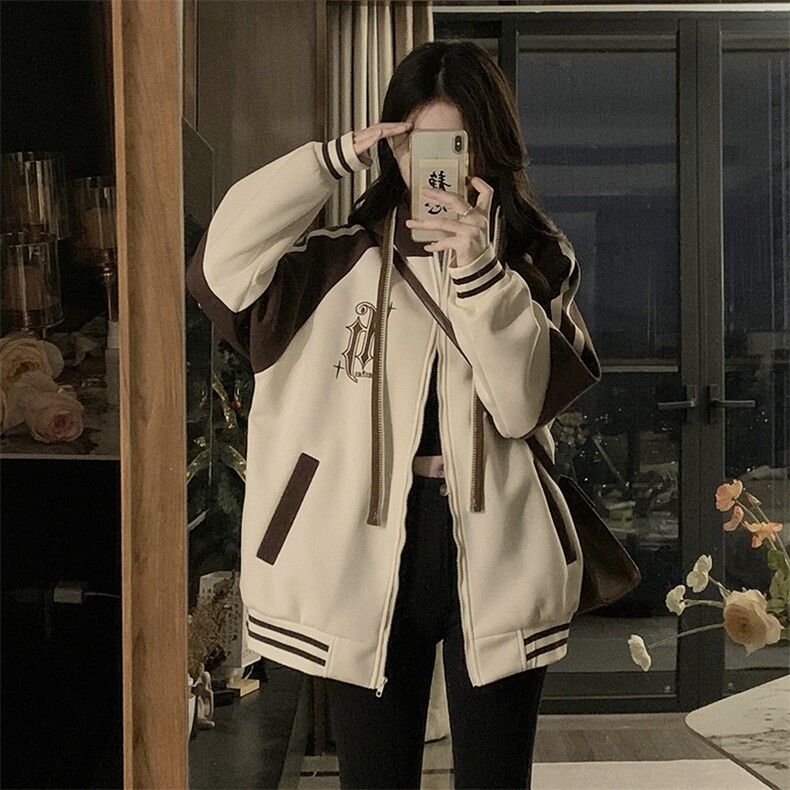 连帽美式复古拼接棒球服女oversize工装外套A306-1-JK001-P98,男装工装外套,电商A306-1