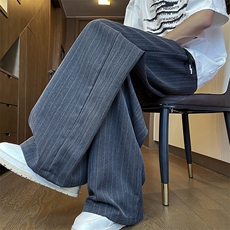 2025夏季抖音竖条纹冰丝西裤慵懒风垂感直筒裤xz906-K1283P35，男装西裤，星座906（原电商a316-1）