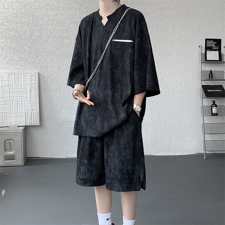 TZ791-特批55控98夏季冰感扎染冰丝速干大码短袖短裤T恤套装男,男装休闲套装,电商A059