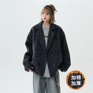 现货翻领简约CIEANFIT复古潮流加棉宽松中性外套N60-P125控178