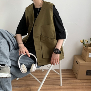 夏装男流行休闲马甲潮牌INS学生ins工装大口袋衣服外套 W685-P30图片