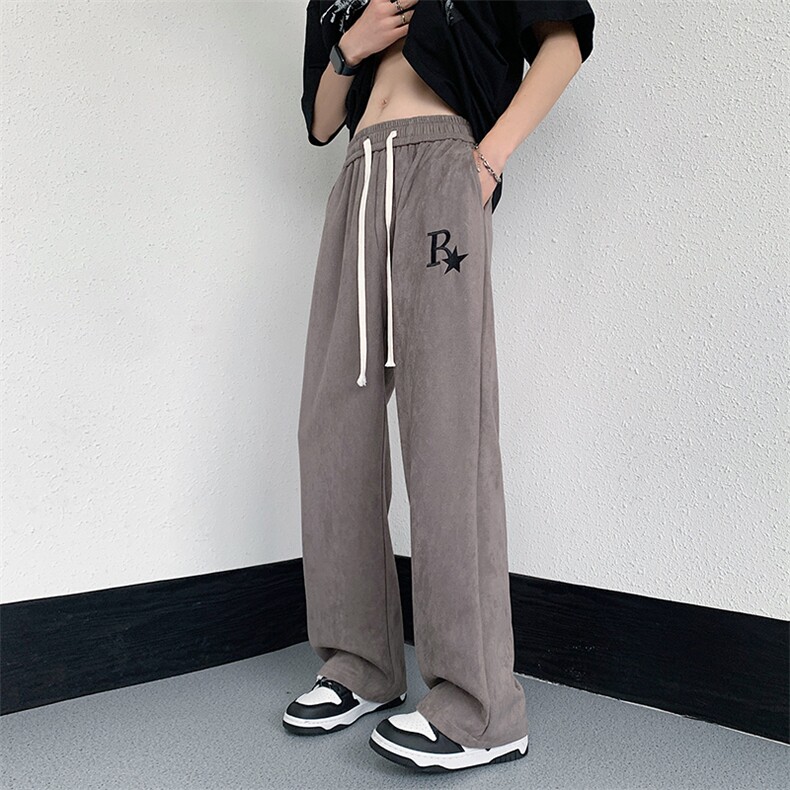 抖音品质麂皮绒字母刺绣直筒休闲裤运动裤313A-1-NK103-P45控58,男装休闲裤,星座808A-1