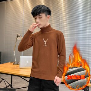冬季可翻高领毛衣加厚保暖大码刺绣毛衫打底针织衫焦M255加绒P43图片