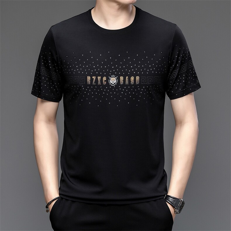 2024夏季男士字母短袖t恤圆领冰丝光棉印花半袖体上衣YX/880-P34图片