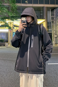 秋季新款港风夜景纯色纯色冲锋衣宽松大码夹克男A157B-J235-P85图片