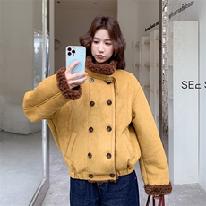 皮毛一体羊羔毛外套2C317A-8537-P205-K308，女装短外套，2C317A