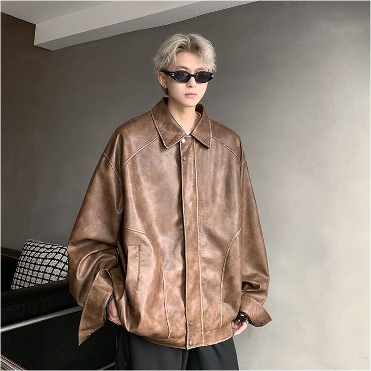 J519-P79美式复古皮夹克男春季新款皮衣,男装皮衣,电商B323A