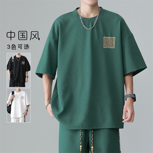 特批P15无差价夏季新中式风刺绣男士青少年休闲运动短袖T恤T182图片