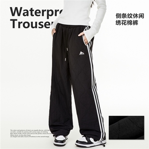 2025冬侧条纹休闲绣花棉裤-5645模特图-138图片