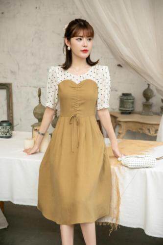 现货夏季新款拼接连衣裙，女装连衣裙，依美依缘