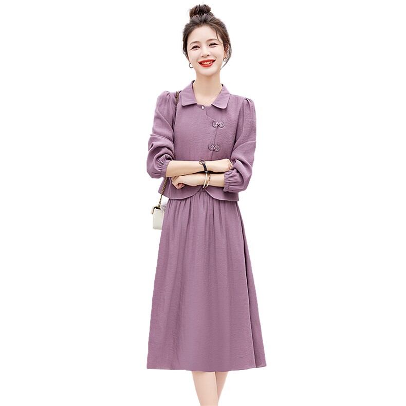 时尚法式两件套连衣裙女2023秋季新款洋气显瘦中国风衬衫裙套装减,女装套装/套裙,采品优优