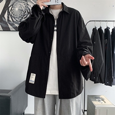 秋装灯芯绒新款纯色简约宽松长袖衬衫外套港风潮流百搭H221/P45，男装衬衫，钱塘713