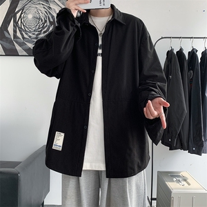 秋装 灯芯绒新款纯色简约宽松长袖衬衫外套港风潮流百搭 H221/P45图片