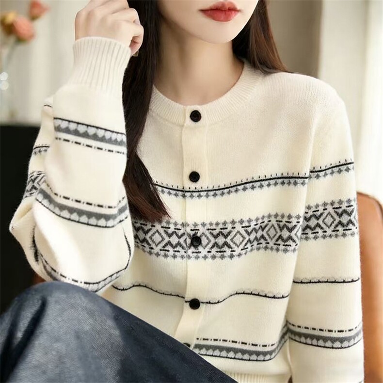 毛衣女极简风高领针织开衫女秋冬宽松大码毛衣外套短款上衣，女装针织衫/毛衣，暖姿羊绒