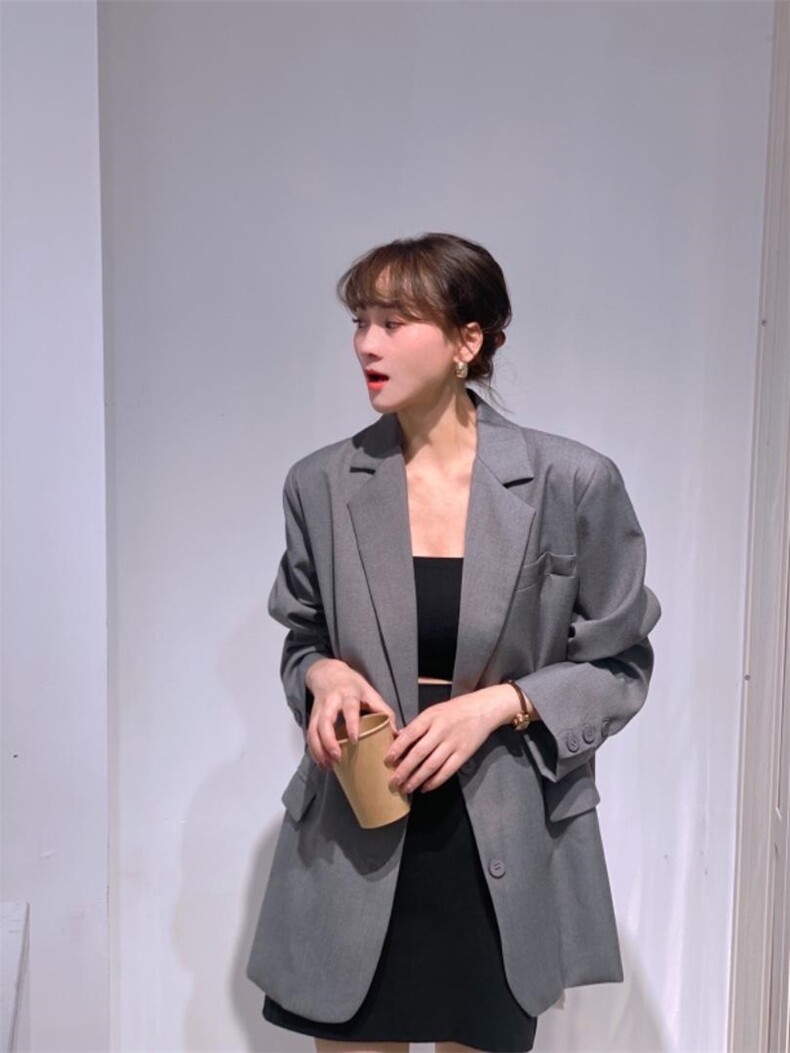 简约微阔小西装，女装西装，驿谷