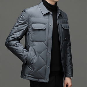 DF22343钱塘2020-2商务百搭简约厚款翻领新款中年男士羽绒服P230,胖mm穿百褶裙穿搭图片