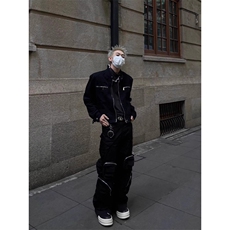 复古做旧水洗牛仔外套男女工装短款小众金属设计夹克LF45088-P70，男装工装外套，星座1008