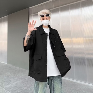 伐木工装短袖衬衫男夏季机能痞帅衬衣半袖薄款防晒衣 CC49图片