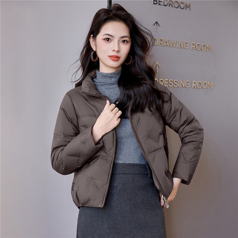 秋冬短款轻薄立领羽绒服女2025新款户外健身鸭绒防风棉服,女装羽绒服,阿舍尔精品