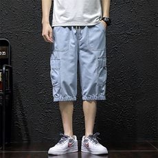 大码宽松工装裤多口袋牛仔裤七分裤A014-DK936-P50控68，男装牛仔裤，电商A014