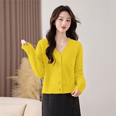 2025年冬季新款带头绳毛织开衫，女装针织衫/毛衣，乐吉娜