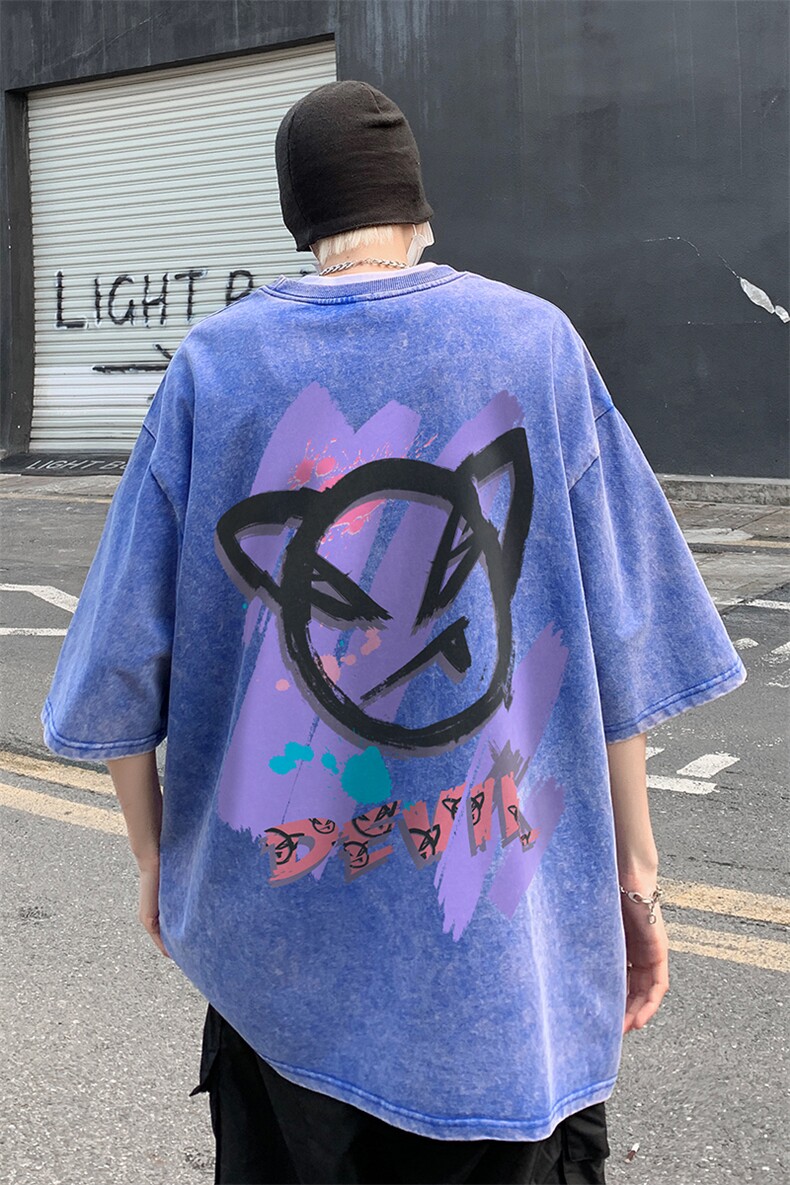 B239-X1019-P38美式小恶魔短袖落肩袖短袖T恤男,男装T恤,星座514-2(原B239)