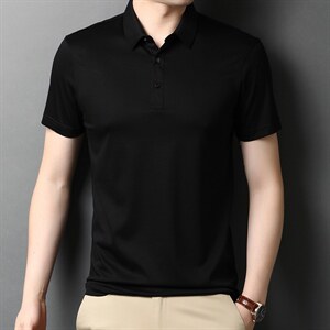 男士夏季纯色丝光棉短袖T恤简约休闲翻领POLO衫修身显瘦半袖P67图片
