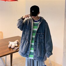 牛仔外套连帽工装夹克韩版宽松秋季休闲ins复古牛仔衣JK8852-P65图片