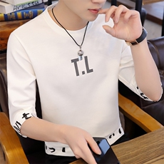 W057夏季男生七分中袖t恤男潮流短袖卫衣男款体恤外穿衣服长袖，男装卫衣，电商D310B