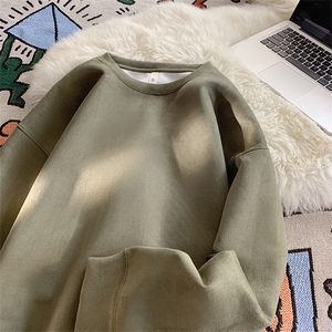 抖音得物高品质纯色大码休闲麂皮绒圆领卫衣wyjp1000-特p24图片