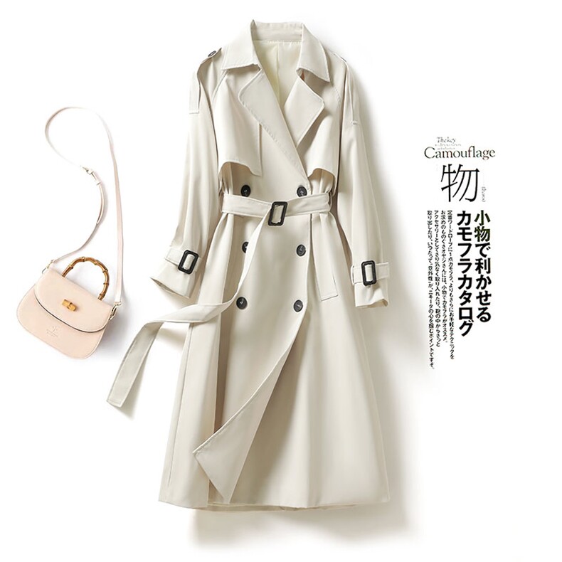 现货四色【正常发货】主推2024春秋新款韩版卡其色风衣外套女,女装风衣,艾乐芳