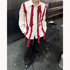 现货25春秋男士设计感立体重工手工火玫瑰喜服婚礼衬衫CS78-p98，男装衬衫，电商B288