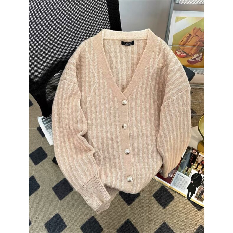 MM372-P60美式复古新款慵懒风休闲V领开衫毛衣针织外套,男装针织衫/毛衣,星座617A-2