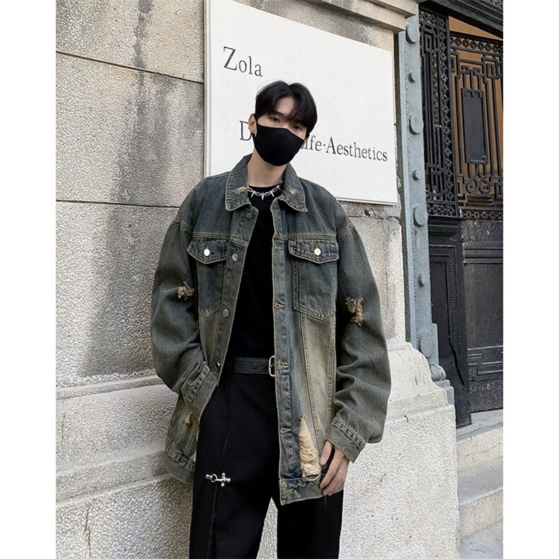 复古工装破洞牛仔外套男春季欧美vibe风高街痞帅外套GW605-P58,男装工装外套,星座1001-1