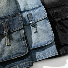 秋冬大码风道袍日系复古牛仔外套盘扣新中式夹克潮F26/P110，男装工装外套，钱塘713