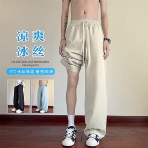 2026夏季新款纯色冰感冰丝垂感弯刀裤男K6730-特P28建议零售价68图片
