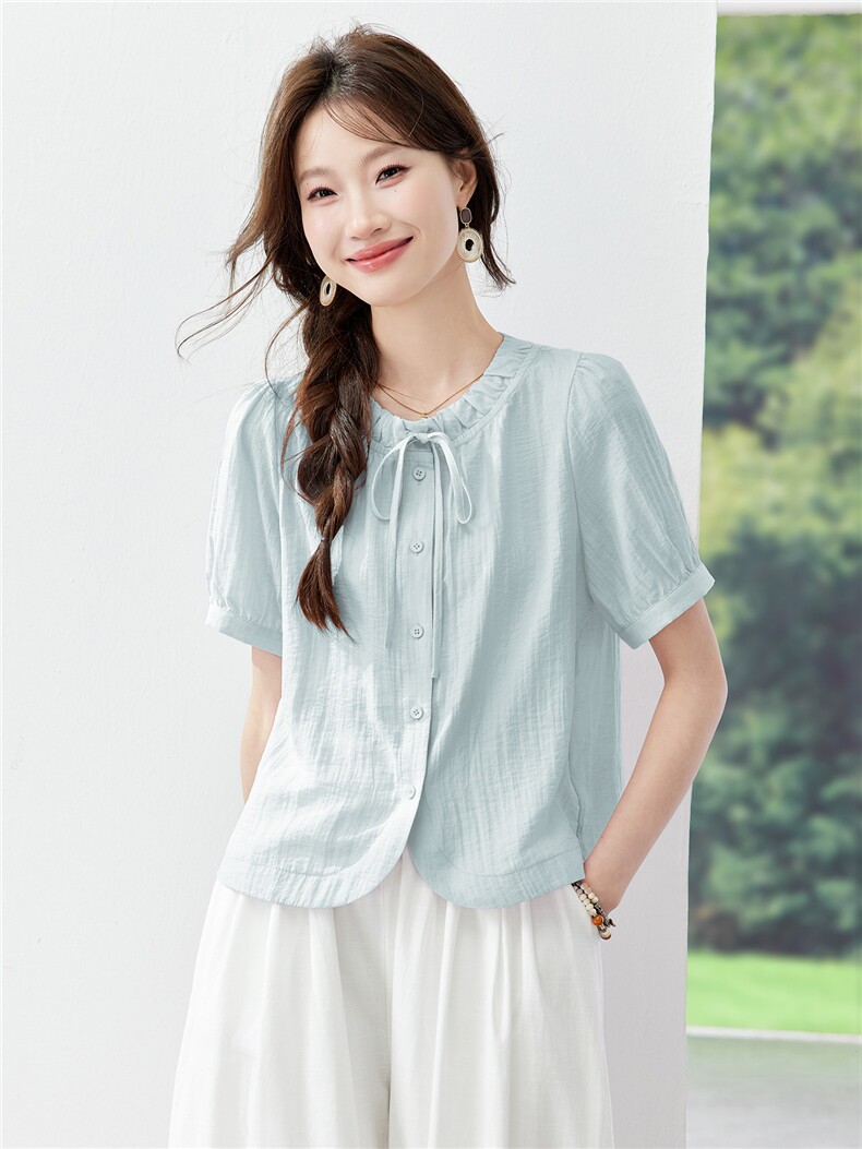 现货2026夏装新款修身透气亲肤女士衬衣,女装衬衫,木子恋